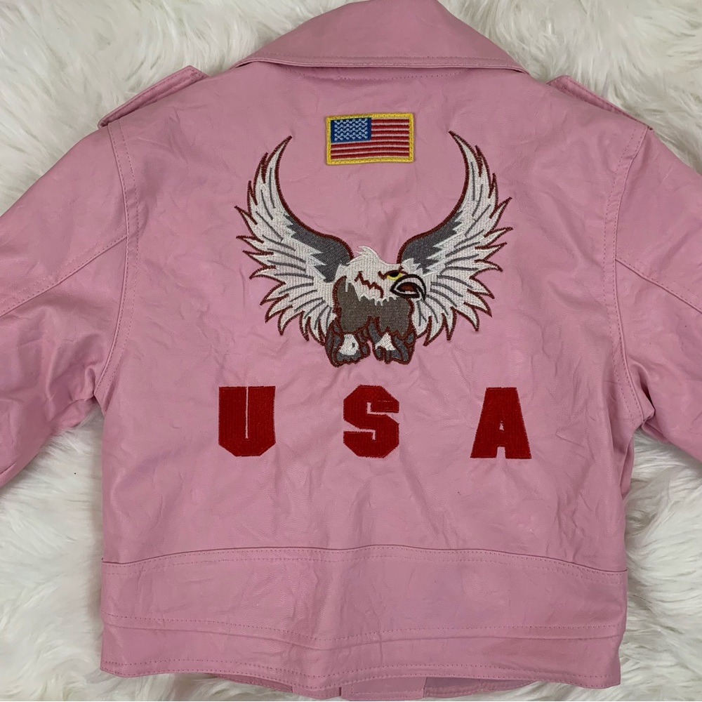 NEW Outdoor Habitat Pink Girls Biker Bomber Leather Jacket - Picture 8 of 13
